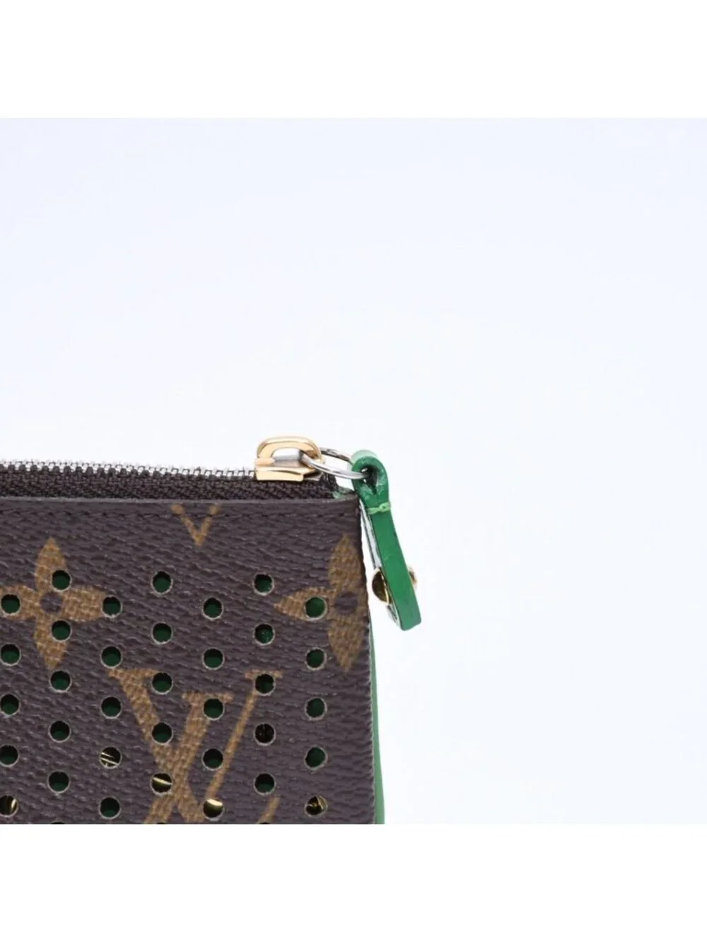 Louis Vuitton Perfo Pochette Cles Coin Purse Monogram Brown Green